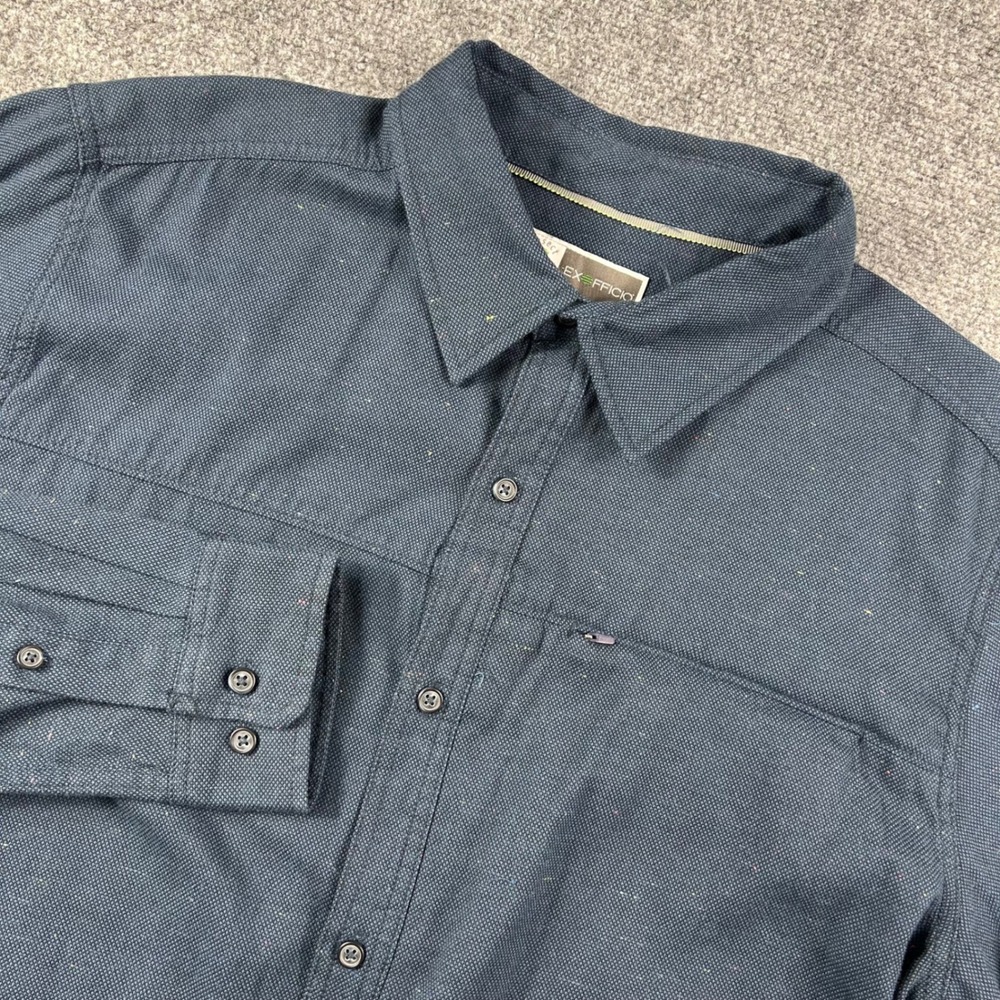 ExOfficio Shirt Mens XL Navy BugsAway Talaheim LS Button Down Insect Shield New